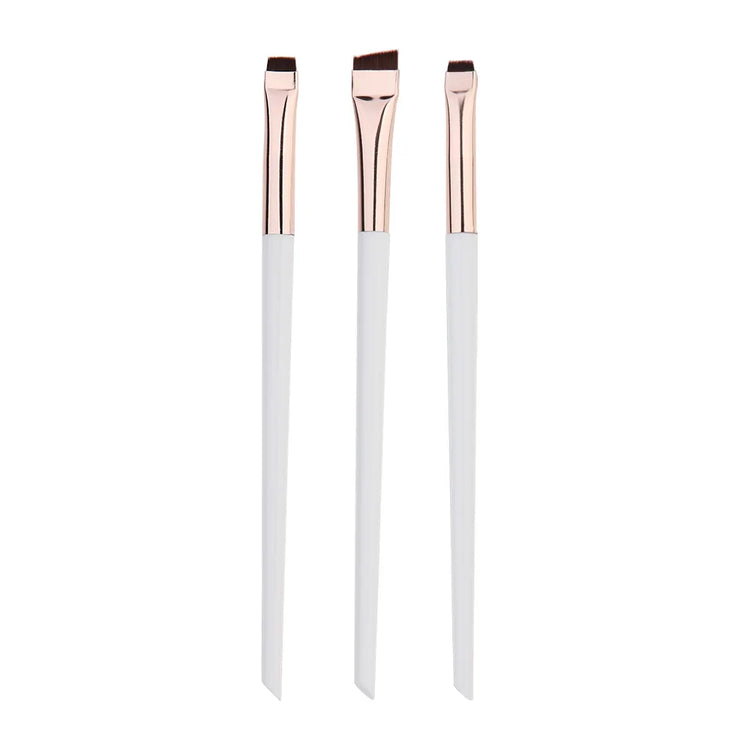 3-Piece Set of Precision Eyeliner and Eyebrow Brushes for Contouring and Makeup Application