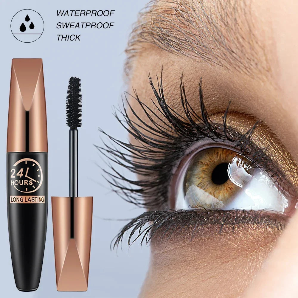 5D Waterproof Black Silk Fiber Mascara for Lengthening Eyelashes - Premium Female Makeup Cosmetic