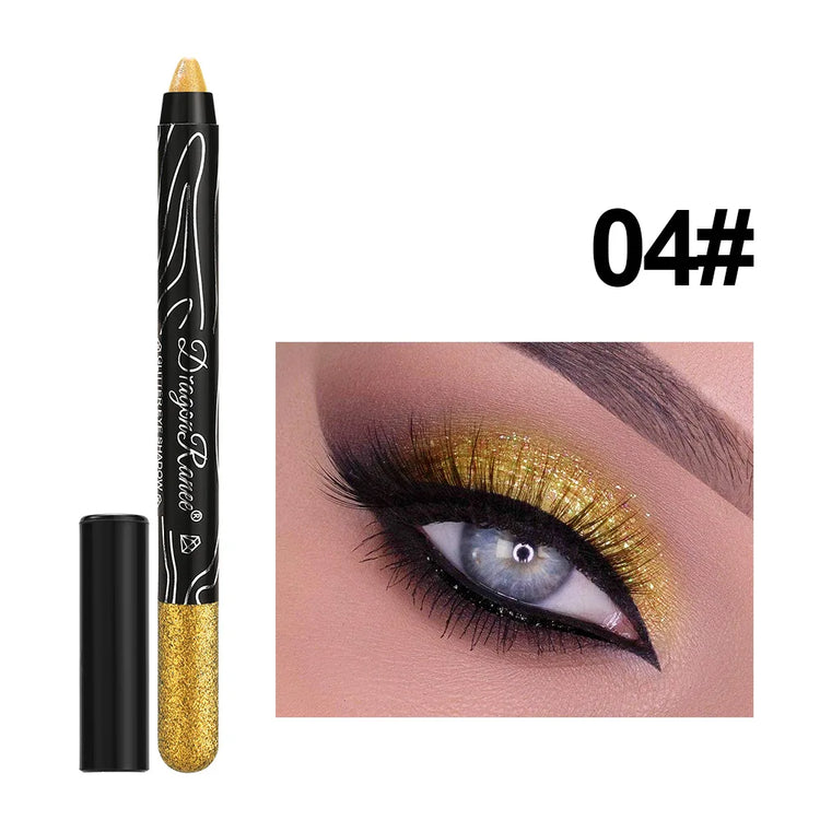 Metallic Purple Eyeshadow Pencil - Glitter Silkworm Liner Pen and Highlighter, Long-Lasting Gold and Blue Cream Eye Shadow Stick for Makeup Application