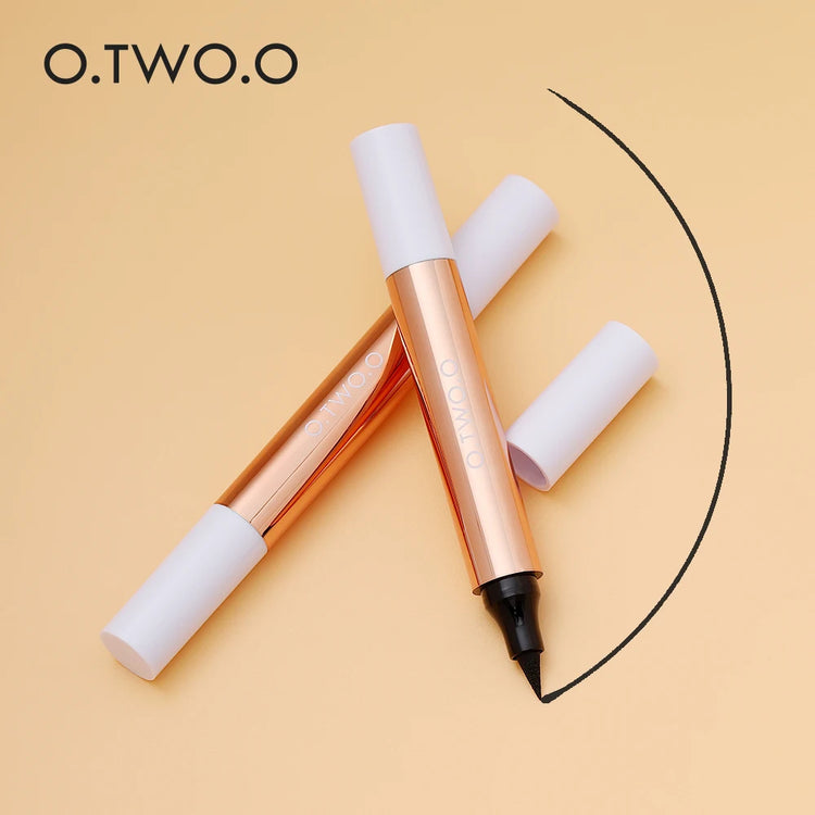 Waterproof Black Liquid Eyeliner Stamp - Fast Dry Double-Ended Makeup Pencil for Women