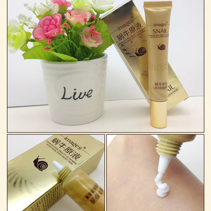 Snail Essence Eye Cream for Dark Circles, Puffiness, and Wrinkles - Moisturizing Anti-Aging Eye Gel
