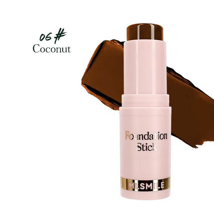 Full Coverage Facial Stick Foundation for Dark Skin - Long-Lasting Oil-Control Concealer Base Cream with Matte Natural Finish
