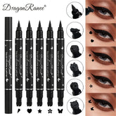 Black Seal Double-Ended Eyeliner Pen with Star Stamp - Long-Lasting Waterproof Winged Eye Makeup Cosmetics