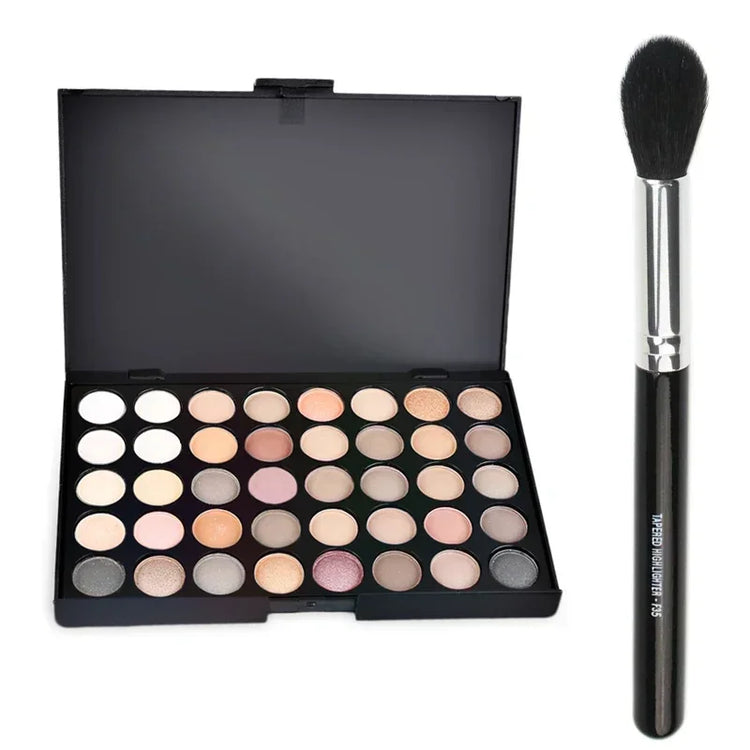 40-Color Matte Eyeshadow Palette - Earth Tone Collection with Glitter, Waterproof Formula, Long-Lasting Wear, Includes Eyeshadow Brush