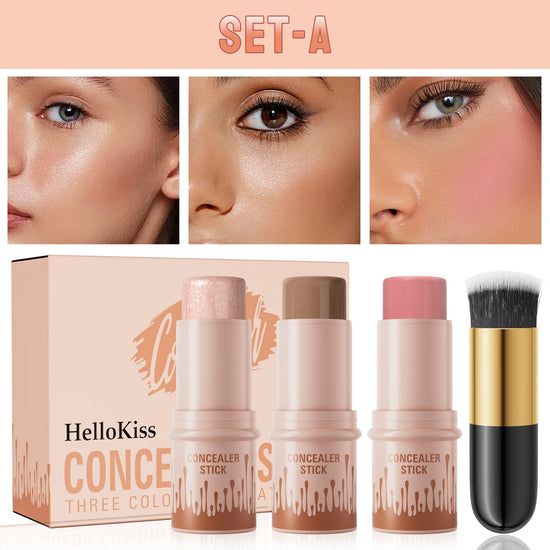 Contour Stick Set for Natural Matte Finish - Waterproof Highlighters and Shadow for V-Face Shaping and Contouring Makeup