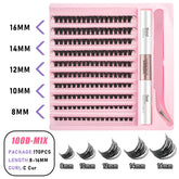 Transform Your Look with the 2-in-1 DIY Clusters Eyelash Extension Bond and Seal Kit - Natural Faux Mink Lashes Included!