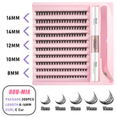 Transform Your Look with the 2-in-1 DIY Clusters Eyelash Extension Bond and Seal Kit - Natural Faux Mink Lashes Included!