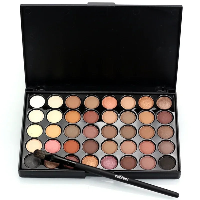 40-Color Matte Eyeshadow Palette - Earth Tone Collection with Glitter, Waterproof Formula, Long-Lasting Wear, Includes Eyeshadow Brush