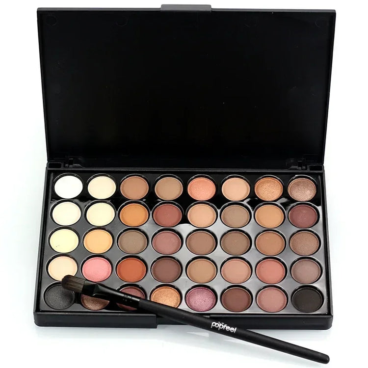 40-Color Matte Eyeshadow Palette - Earth Tone Collection with Glitter, Waterproof Formula, Long-Lasting Wear, Includes Eyeshadow Brush