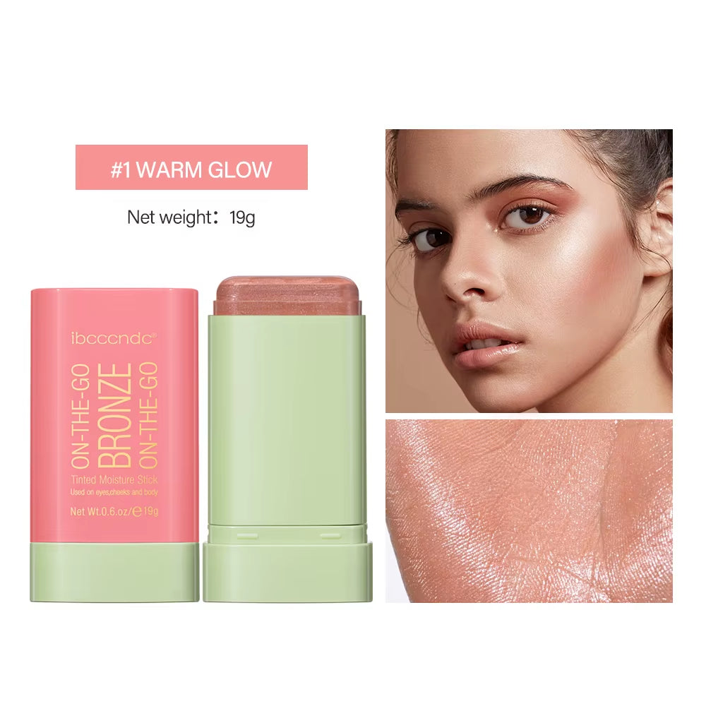 Professional Bronzer and Highlighter Stick for Contouring and Blushing - Peach Shade, Korean Cosmetic Powder