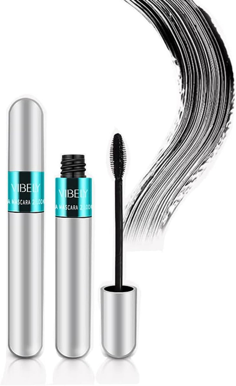 2 in 1 for VIBELY Mascara 5X Longer Waterproof Lash Cosmetics Mascara for Natural Lengthening, Thickening Effect No Clumping