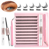 Transform Your Look with the 2-in-1 DIY Clusters Eyelash Extension Bond and Seal Kit - Natural Faux Mink Lashes Included!