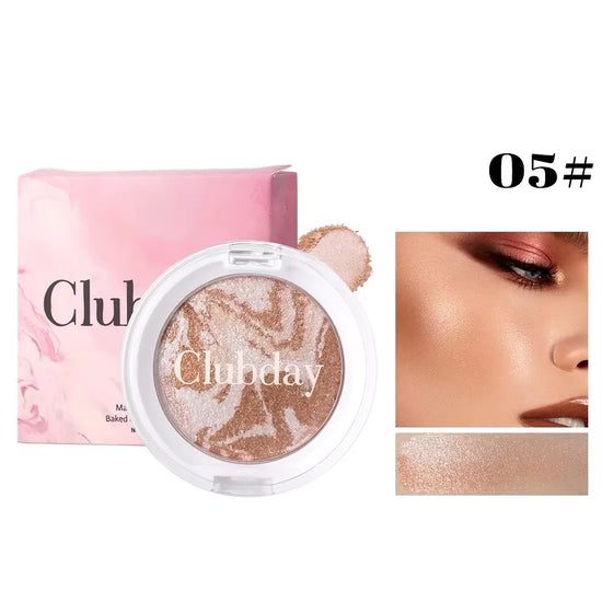 Pearly Blush Marble Pattern Face Makeup - Long-Lasting Brightening Blush and Highlight with High Pigment Contour