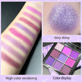 Glitter Eyeshadow Palette - 9 Color Collection with Purple Shimmer, Pearlescent, and Matte Finishes - Waterproof Eye Makeup