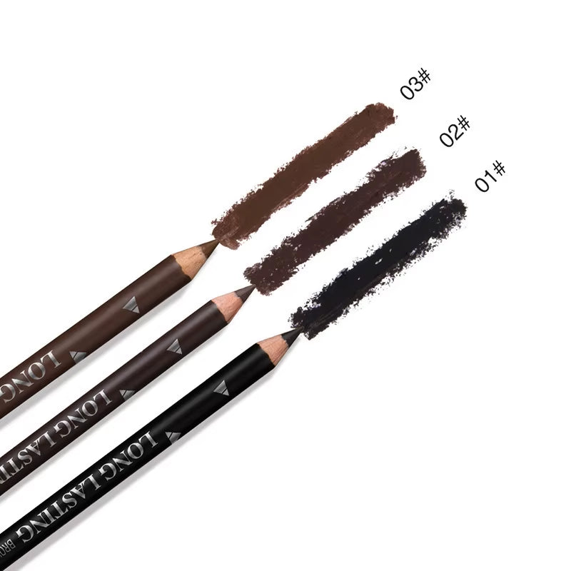 Waterproof Eyebrow Pencils - 2-Pack, Long Lasting with Double-Use Wooden Design for Permanent Makeup and Eyeliner Application