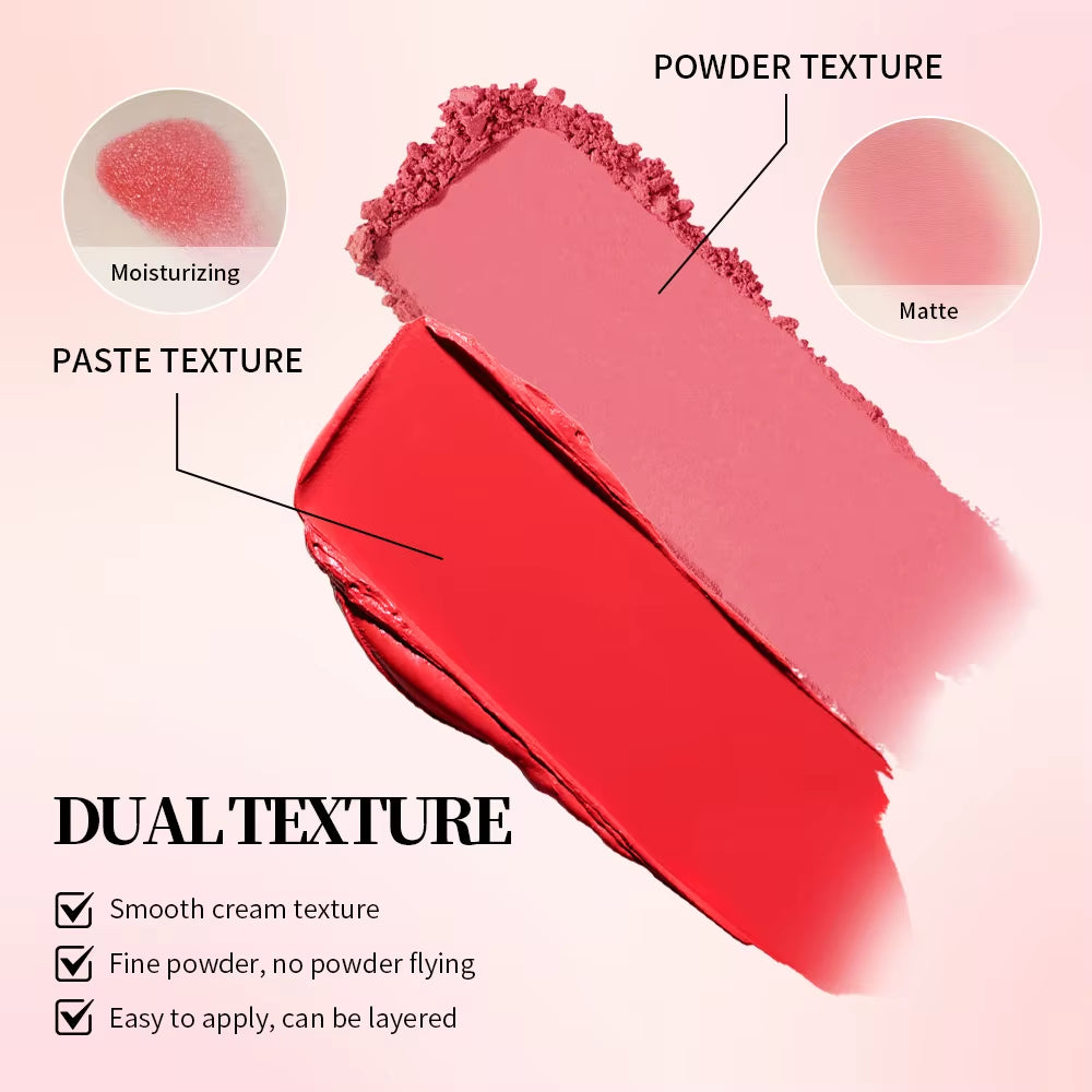 Juvia's Place Blush Duo - Cream Powder Matte Blush in Rose, Long-Lasting High Pigment Formula for a Natural Finish