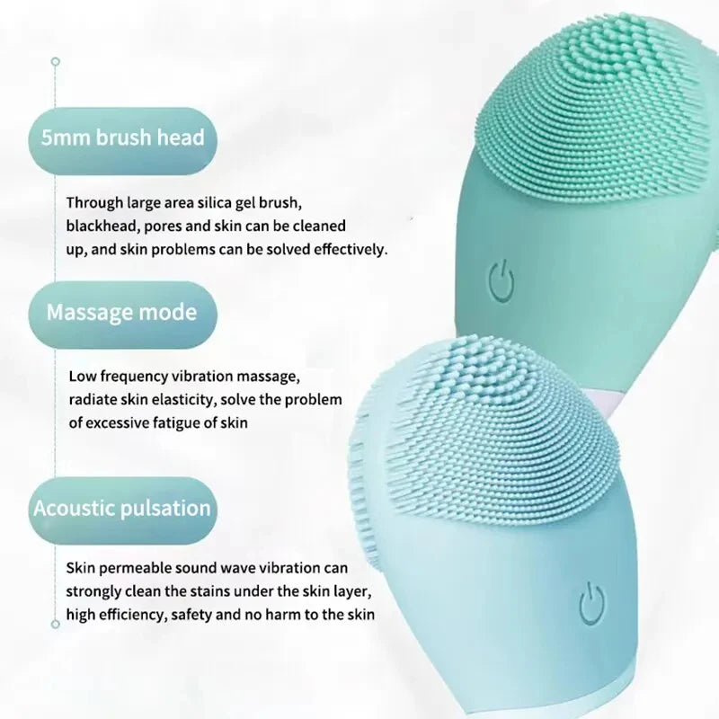 Electric Silicone Facial Cleansing Massager with Vibration for Pore Cleaning and Skincare