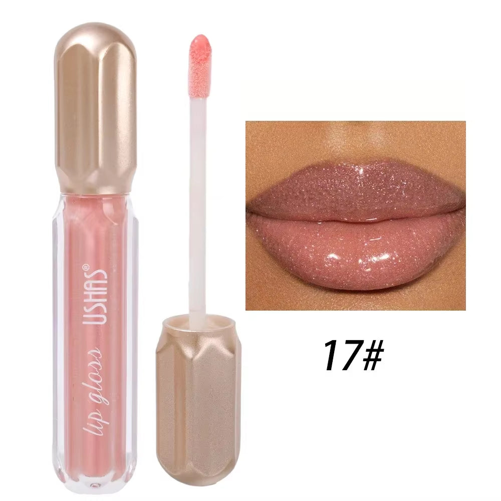 Glitter Pearlescent Moisturizing Lip Gloss - Long-Lasting, Non-Stick, Shimmering Red  for Women