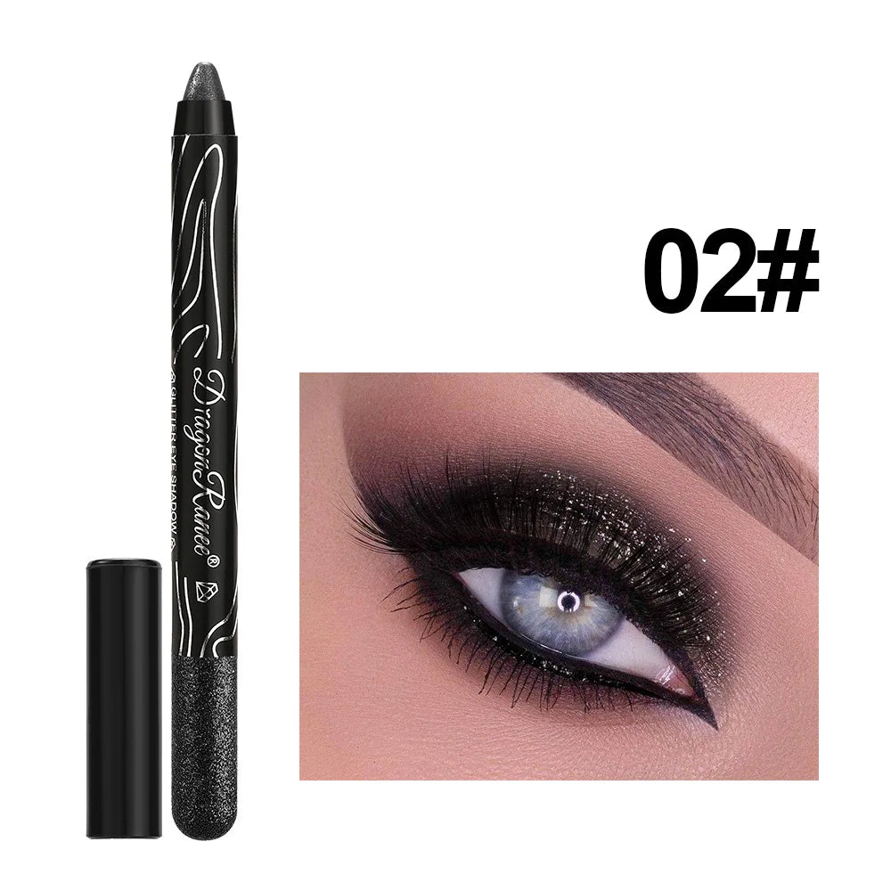 Metallic Purple Eyeshadow Pencil - Glitter Silkworm Liner Pen and Highlighter, Long-Lasting Gold and Blue Cream Eye Shadow Stick for Makeup Application