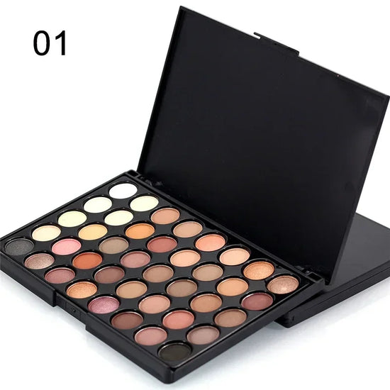 40-Color Matte Eyeshadow Palette - Earth Tone Collection with Glitter, Waterproof Formula, Long-Lasting Wear, Includes Eyeshadow Brush