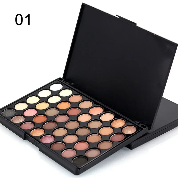 40-Color Matte Eyeshadow Palette - Earth Tone Collection with Glitter, Waterproof Formula, Long-Lasting Wear, Includes Eyeshadow Brush