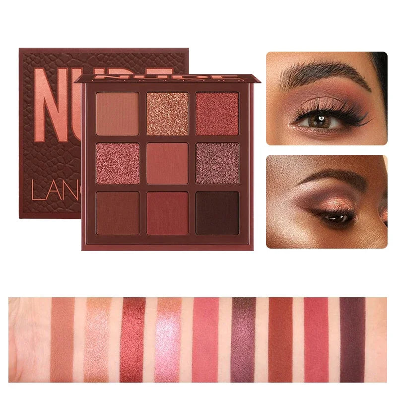 Nude Eyeshadow Palette - 9 Shades of Matte and Shimmer Pigmented Earth Tones
