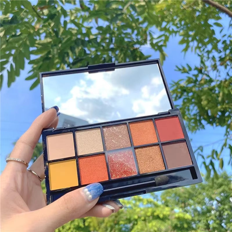 Pearlescent Glitter Eyeshadow Palette - 10 Color Pigment Collection with Matte and Shimmer Finishes for Vibrant Makeup Looks