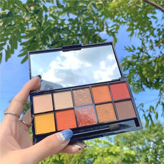 Pearlescent Glitter Eyeshadow Palette - 10 Color Pigment Collection with Matte and Shimmer Finishes for Vibrant Makeup Looks