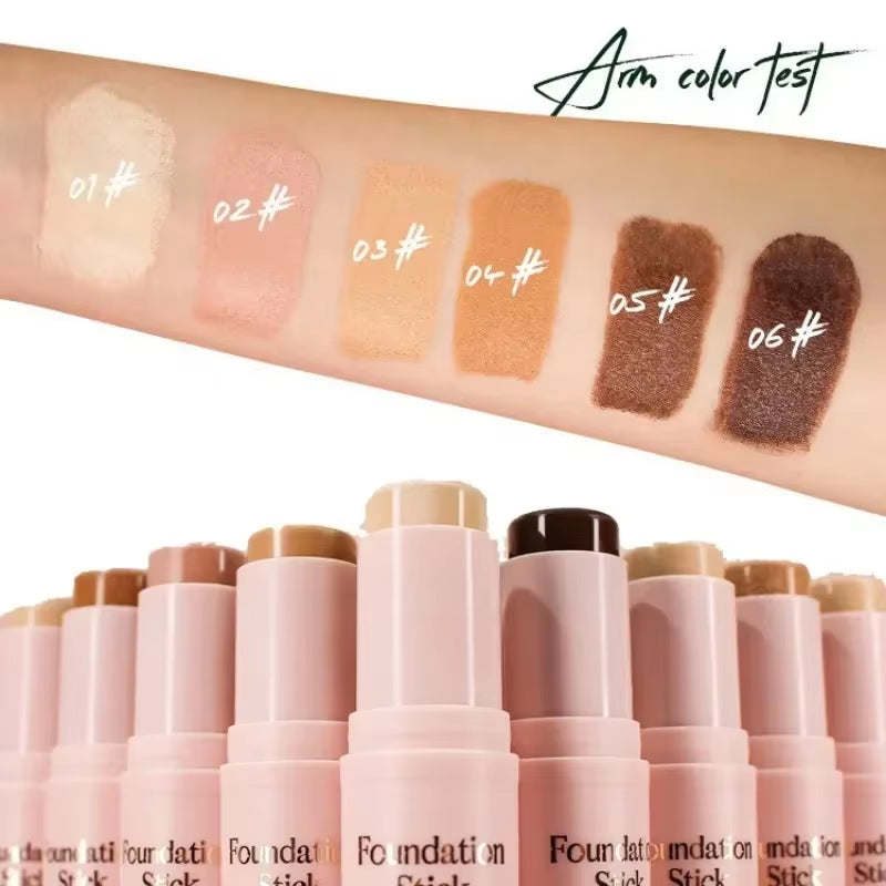 Full Coverage Facial Stick Foundation for Dark Skin - Long-Lasting Oil-Control Concealer Base Cream with Matte Natural Finish
