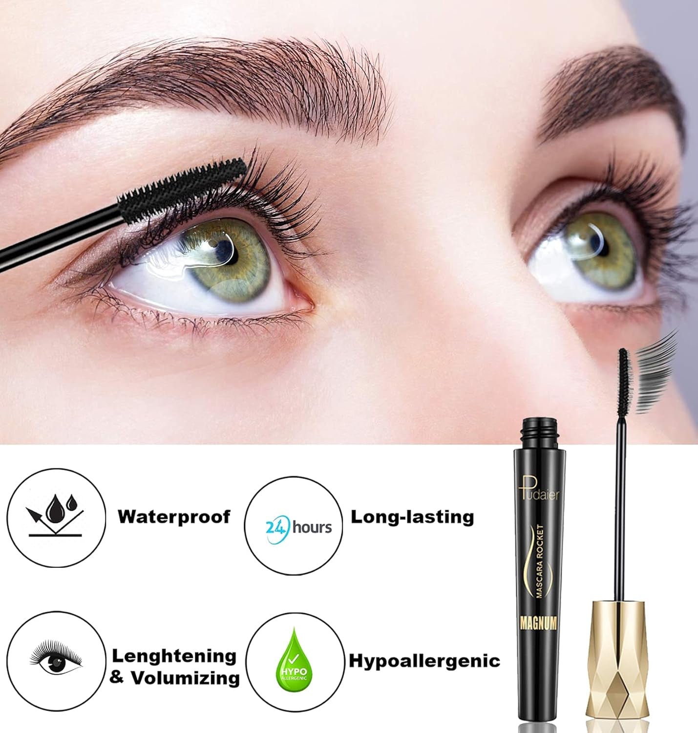 Mascara Black Volume and Length 4D Silk Fiber Lash Mascara Waterproof Mascara Voluminous Eyelashes,Dramatic Extension,Long Lasting Fiber Mascara Liquid Lash Extensions Mascara