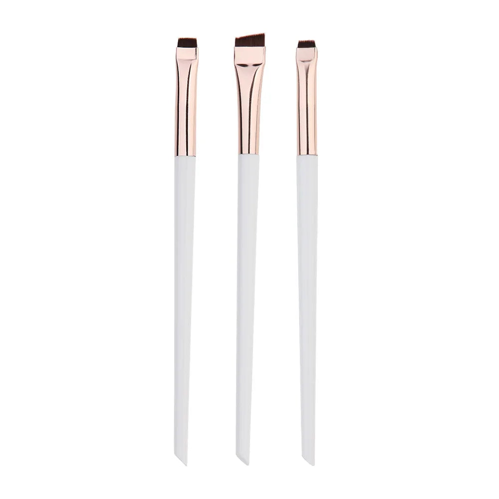 3-Piece Set of Precision Eyeliner and Eyebrow Brushes for Contouring and Makeup Application