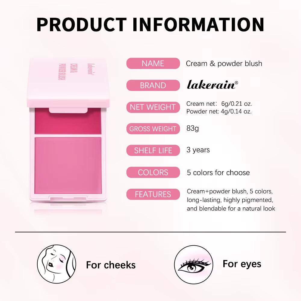 Juvia's Place Blush Duo - Cream Powder Matte Blush in Rose, Long-Lasting High Pigment Formula for a Natural Finish