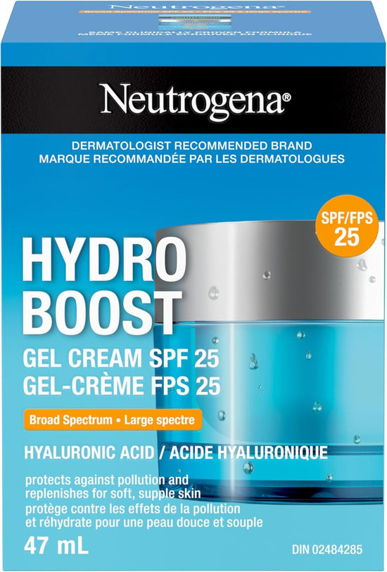 Hydro Boost Gel Cream with SPF 25 - Broad Spectrum UVA/UVB Protection & Hyaluronic Acid - Lightweight Oil-Free Facial Moisturizer for Smooth, Hydrated Skin - Non-Comedogenic, 47Ml