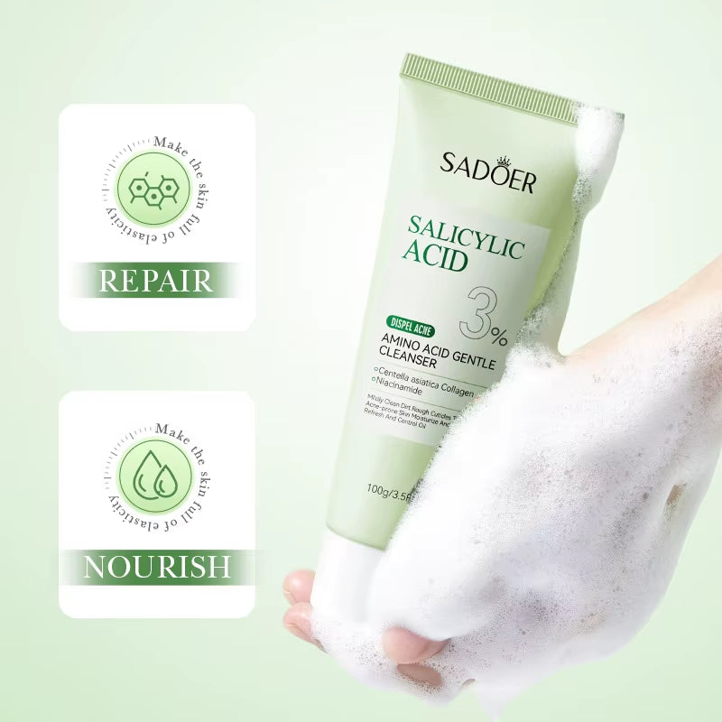 SADOER Salicylic Acid Foaming Facial Cleanser - Hydrating and Moisturizing Skin Care Solution
