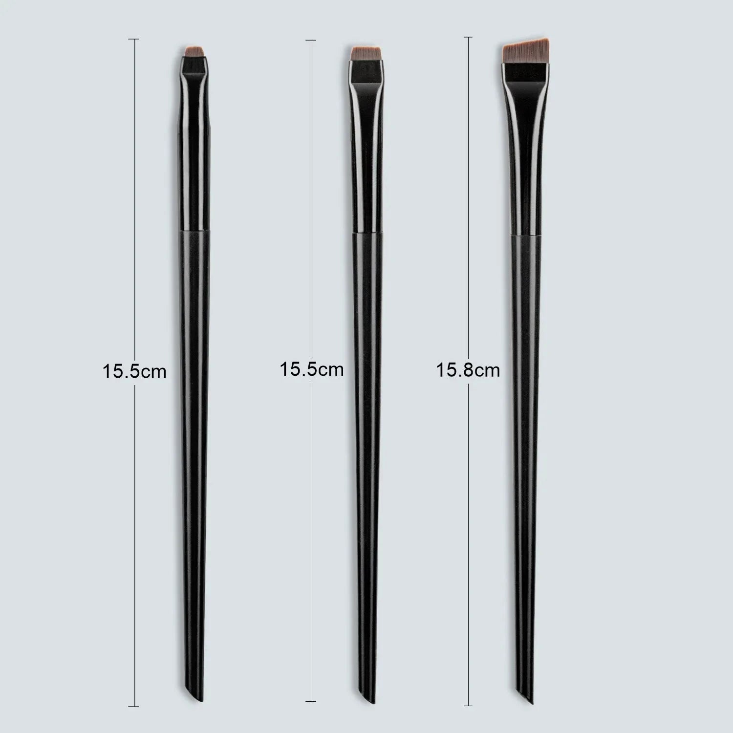 3-Piece Set of Precision Eyeliner and Eyebrow Brushes for Contouring and Makeup Application