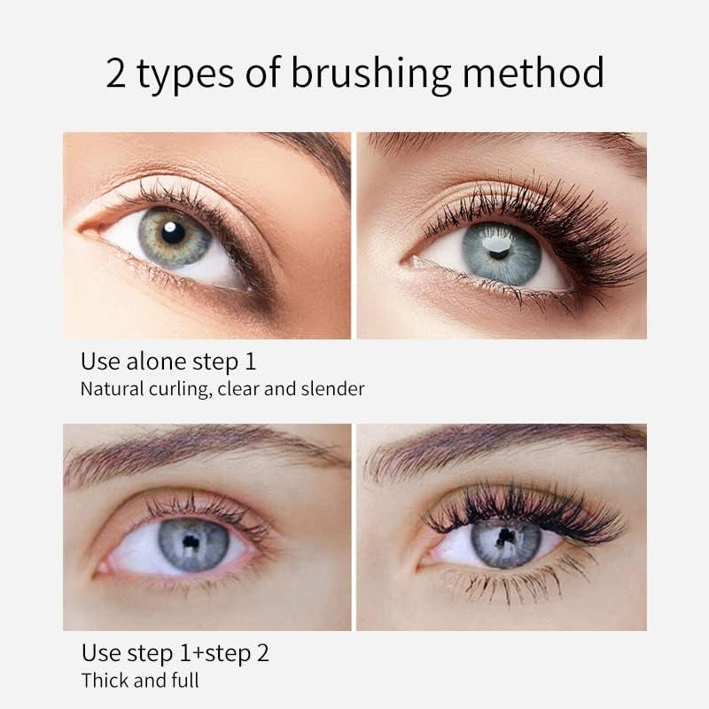 2 in 1 for VIBELY Mascara 5X Longer Waterproof Lash Cosmetics Mascara for Natural Lengthening, Thickening Effect No Clumping