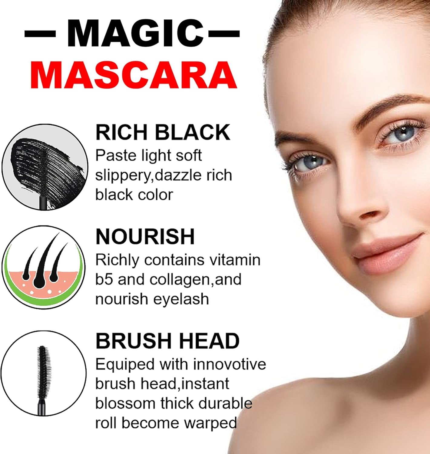 Mascara Black Volume and Length 4D Silk Fiber Lash Mascara Waterproof Mascara Voluminous Eyelashes,Dramatic Extension,Long Lasting Fiber Mascara Liquid Lash Extensions Mascara