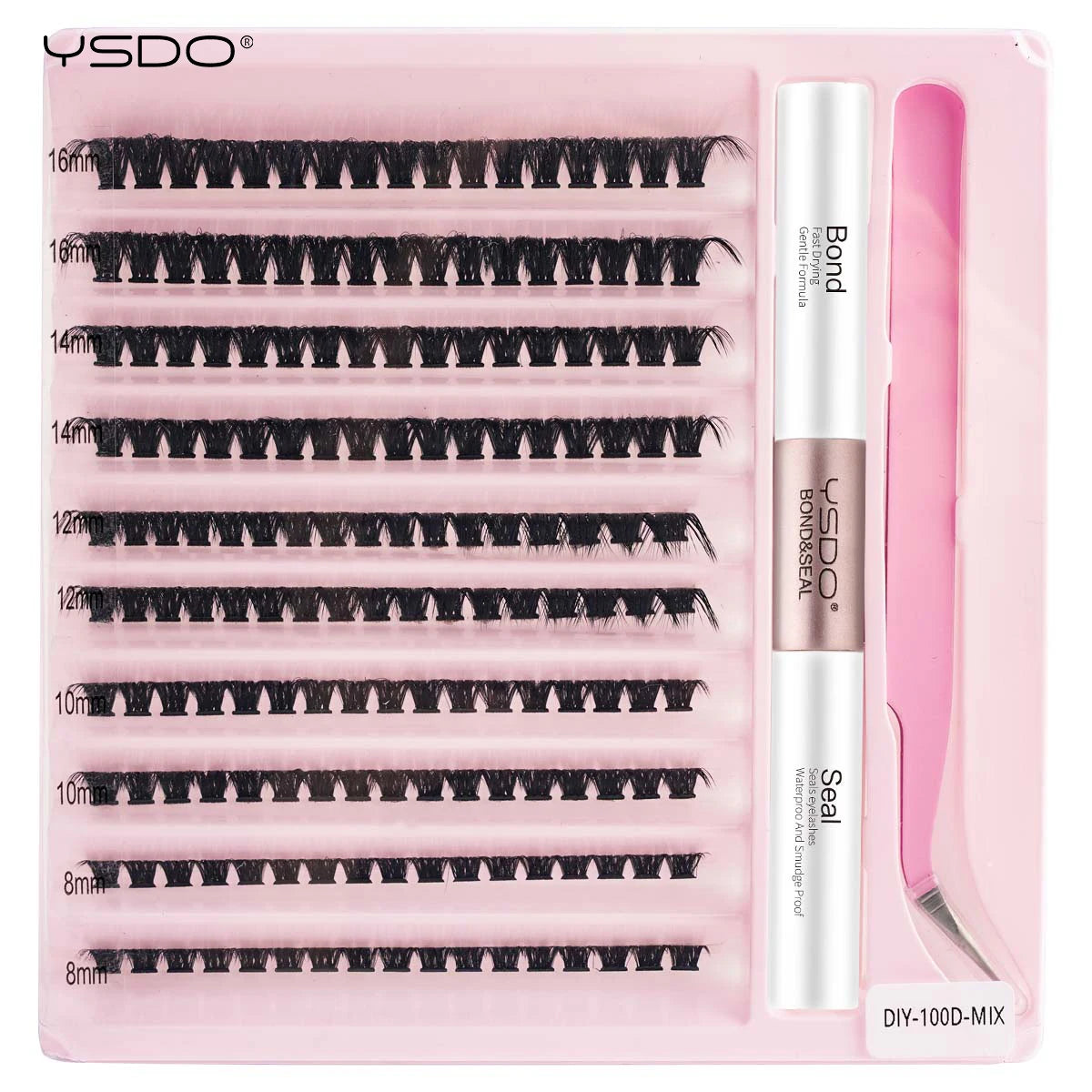 Transform Your Look with the 2-in-1 DIY Clusters Eyelash Extension Bond and Seal Kit - Natural Faux Mink Lashes Included!