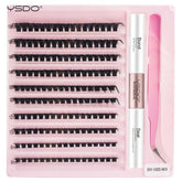 Transform Your Look with the 2-in-1 DIY Clusters Eyelash Extension Bond and Seal Kit - Natural Faux Mink Lashes Included!