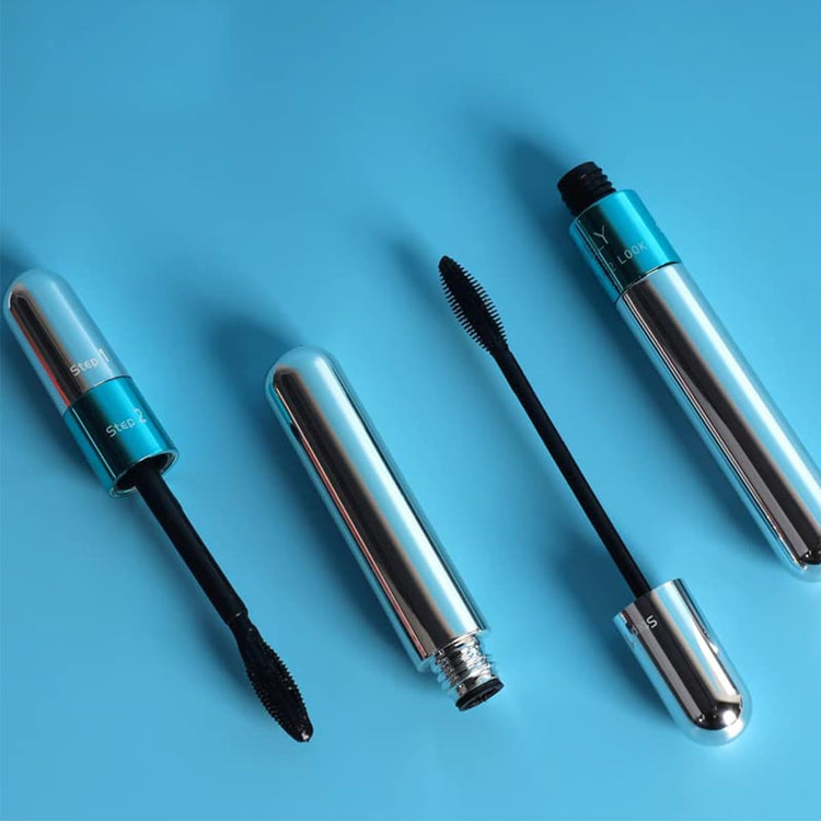 2 in 1 for VIBELY Mascara 5X Longer Waterproof Lash Cosmetics Mascara for Natural Lengthening, Thickening Effect No Clumping