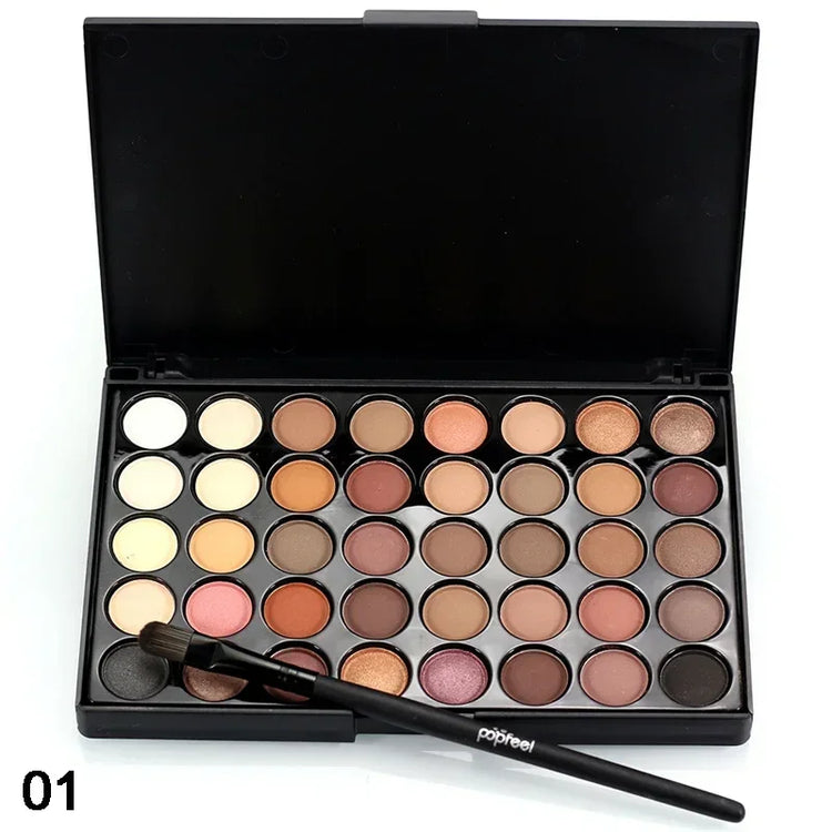 40-Color Matte Eyeshadow Palette - Earth Tone Collection with Glitter, Waterproof Formula, Long-Lasting Wear, Includes Eyeshadow Brush