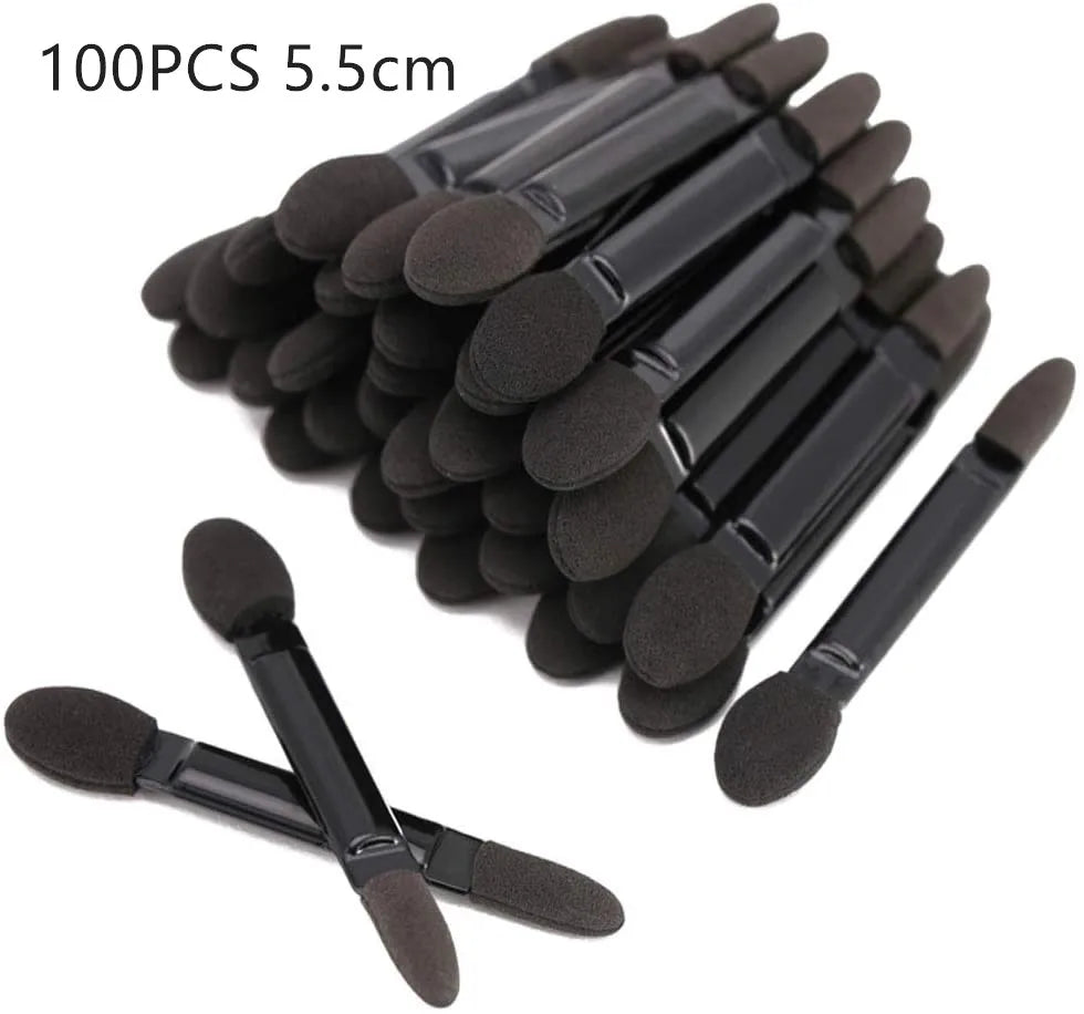 100PCS Dual-Sided Disposable Eyeshadow Brushes - Nylon Makeup Applicator Sets and Kits