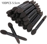 100PCS Dual-Sided Disposable Eyeshadow Brushes - Nylon Makeup Applicator Sets and Kits