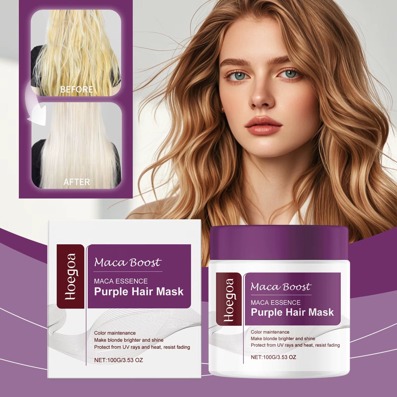 Magical Purple Hair Mask – Professional Toning Treatment for Blonde, Silver, Gray & Highlighted Hair to Eliminate Brass and Yellow Tones