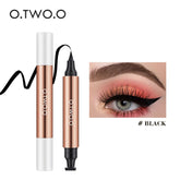 Waterproof Black Liquid Eyeliner Stamp - Fast Dry Double-Ended Makeup Pencil for Women
