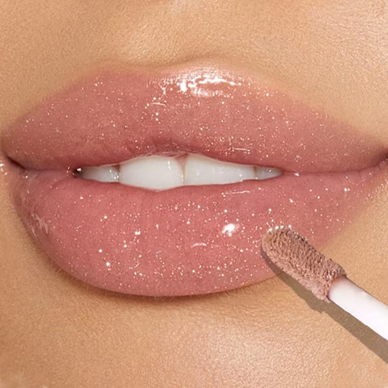 Glitter Pearlescent Moisturizing Lip Gloss - Long-Lasting, Non-Stick, Shimmering Red  for Women