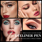 Waterproof Black Liquid Eyeliner Stamp - Fast Dry Double-Ended Makeup Pencil for Women
