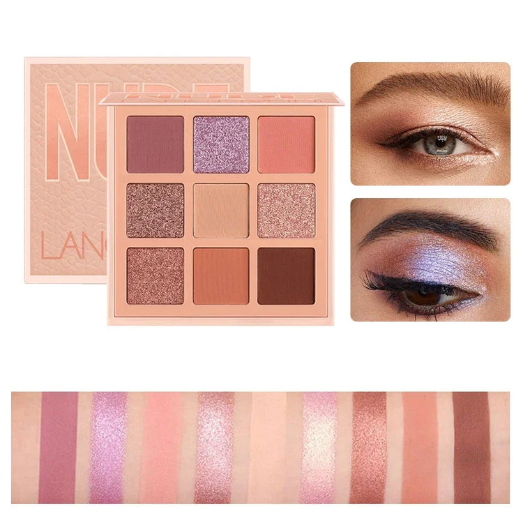 Nude Eyeshadow Palette - 9 Shades of Matte and Shimmer Pigmented Earth Tones