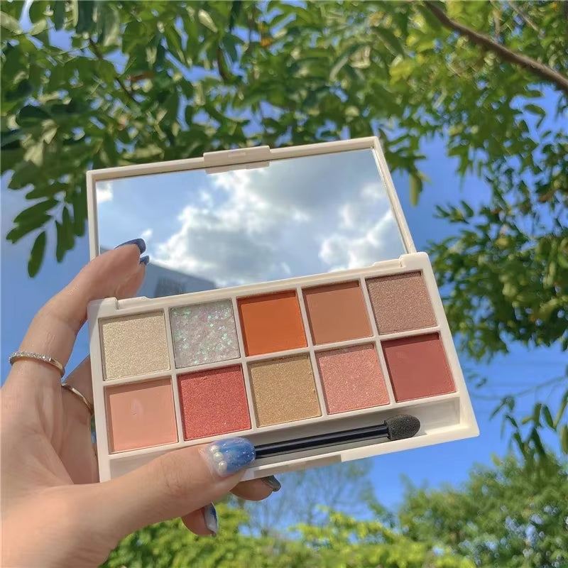 Pearlescent Glitter Eyeshadow Palette - 10 Color Pigment Collection with Matte and Shimmer Finishes for Vibrant Makeup Looks