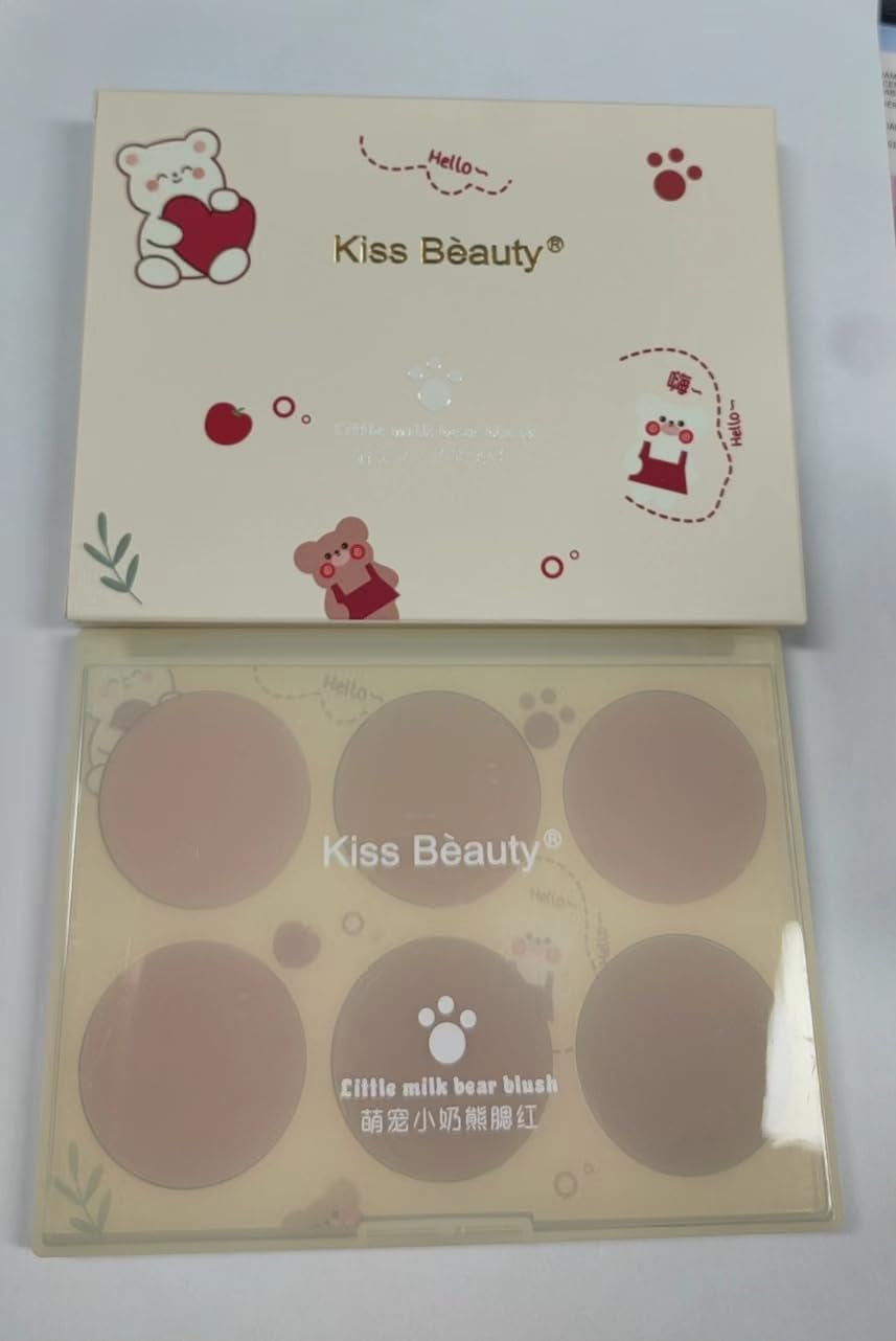 6 Colors Blush Palette,Shimmer Silky Matte Blush Powder Palette,Professional Cute Face Contour Highlighter Blush Palette with Blush Makeup Brush